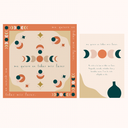 PACK PAÑUELO + LÁMINA "FASES LUNA"