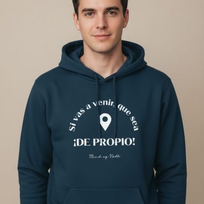 SUDADERA AZUL CAPUCHA "IR DE PROPIO"