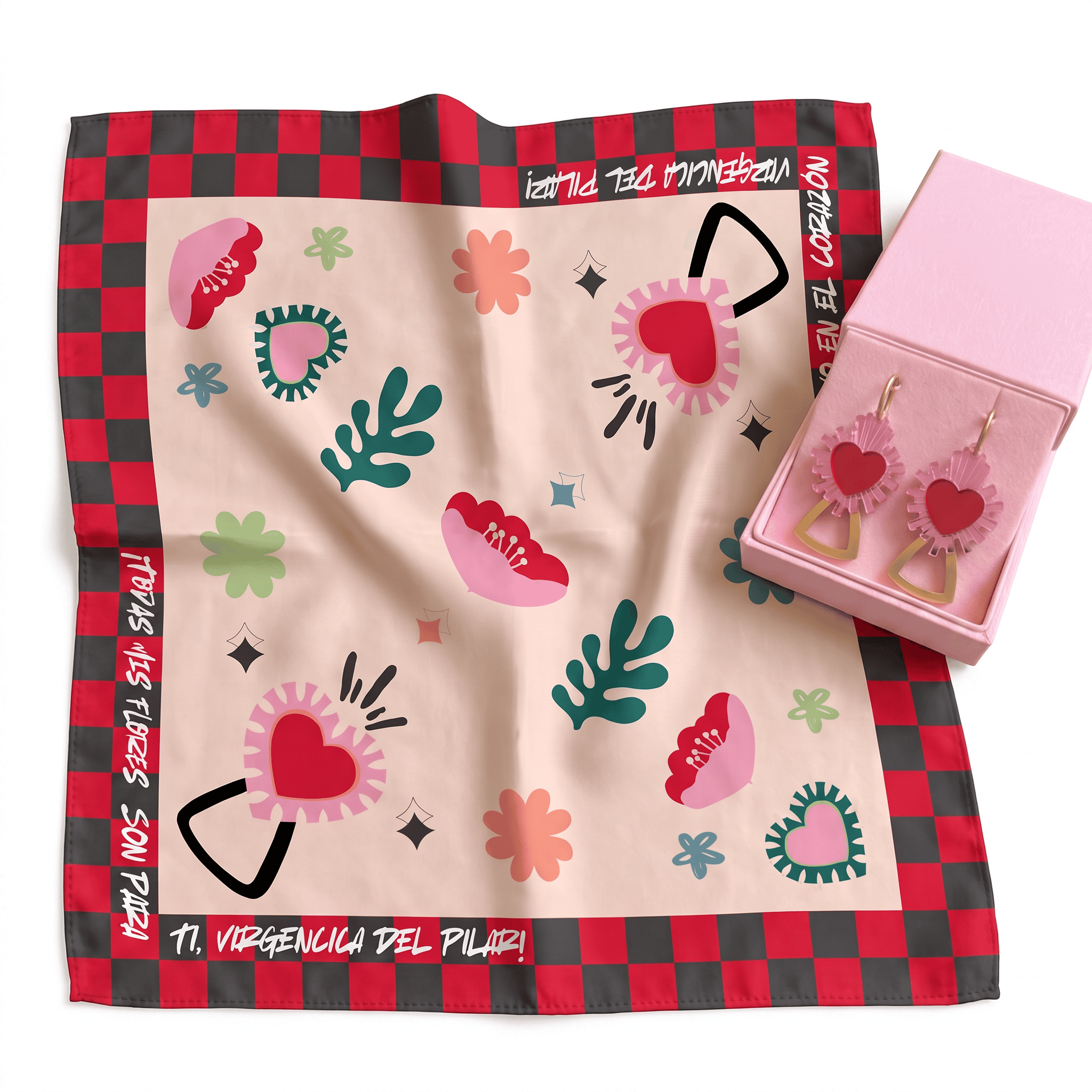 ✨PACK ELEGANCIA: Pañuelo Virgen del Pilar + Pendientes a conjunto ✨